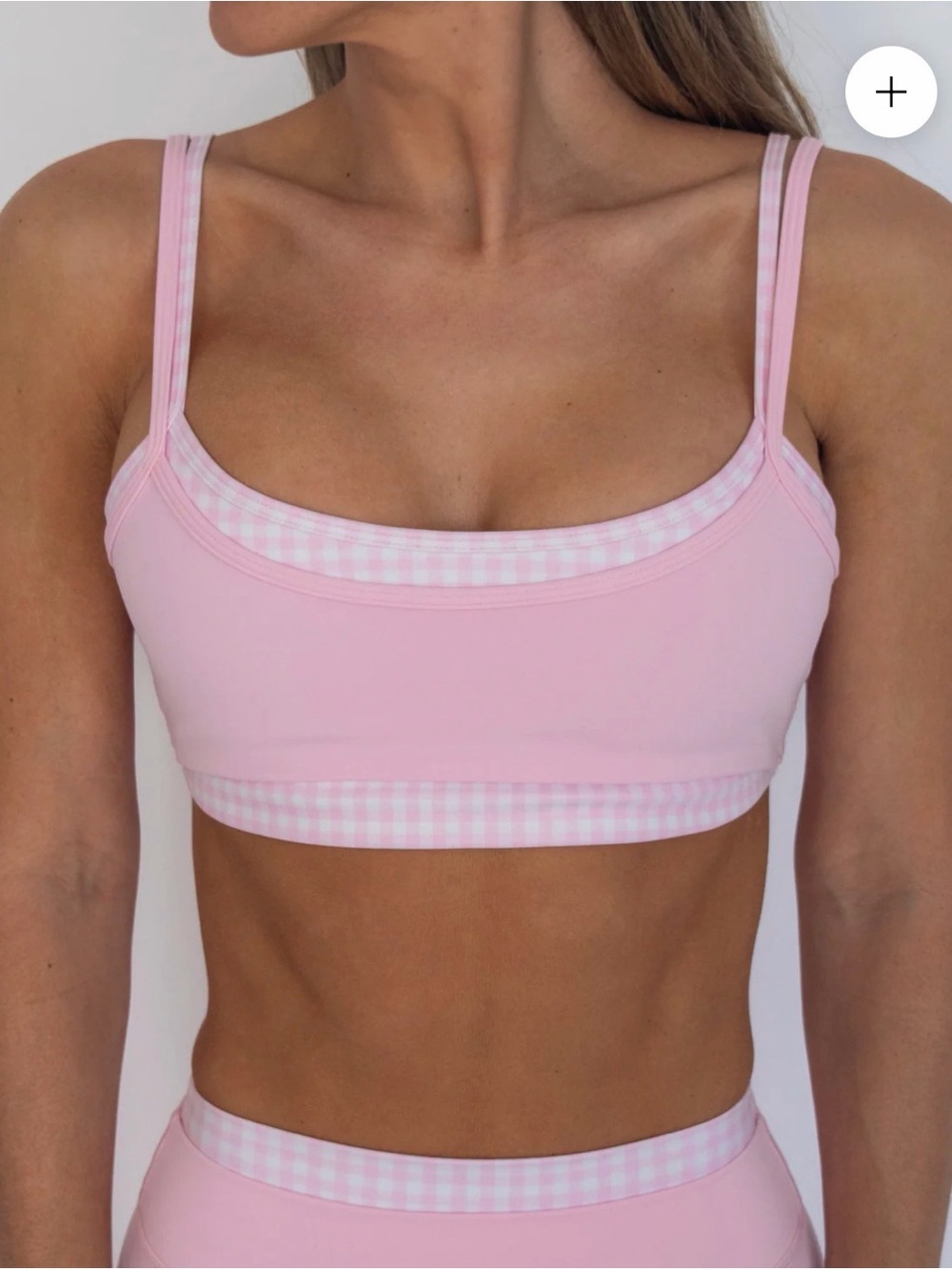 Liaison The Label Set Double Layer Scoop Bra S & Bridge Short M Pink Gingham